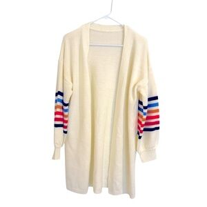 Rainbow Open Front Cardigan Women Size Medium